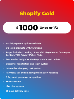 Shopify Based Online Store, Gold Package by Cyberways.online